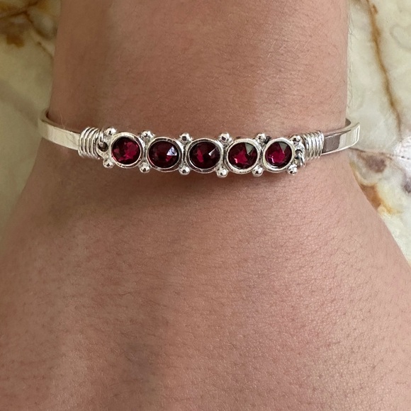 925 Sterling Silver and Red Crystals Bracelet